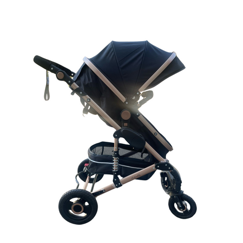 Cuteably® Baby Pram - 9 in 1 Pram Bassinet with Push Chair Set - BLACK