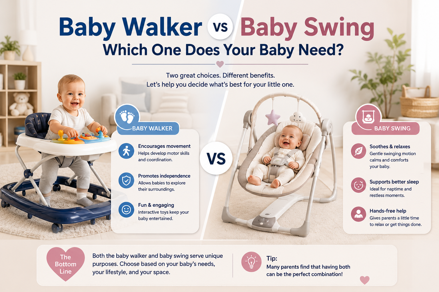 Baby Walker vs Baby Swing: Which One Does Your Baby Need?