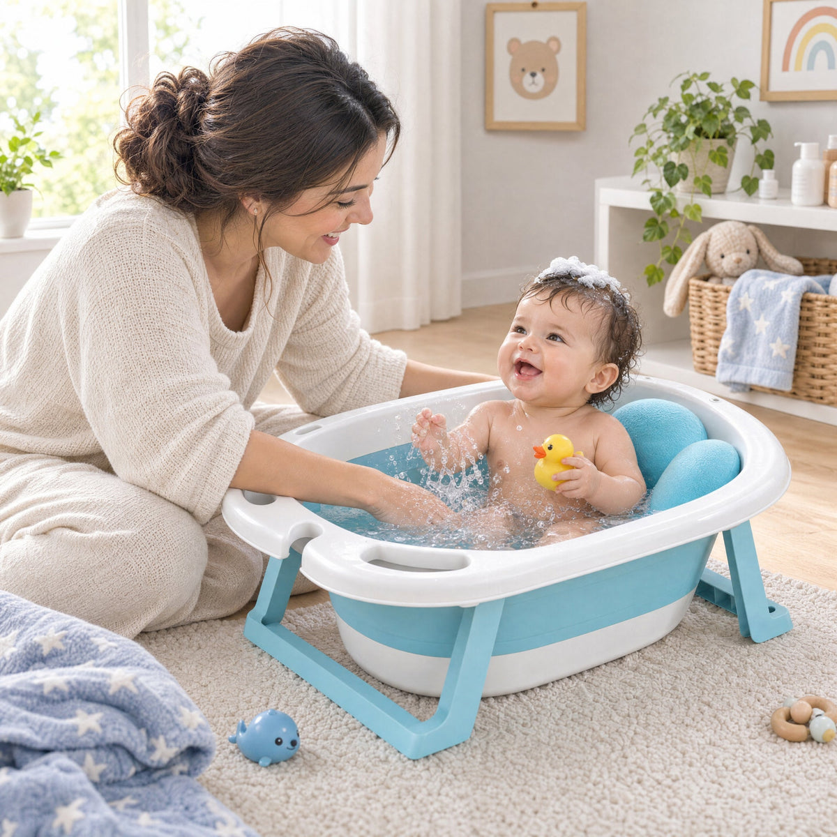 Cuetably Foldable & Collapsible Baby Bath Tub