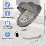 Electric Baby Swing - Touch Screen, 5 Speeds, Portable, Bluetooth, Lullabies, Timer, 5-Point Harness for Infants & Toddlers