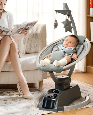 Cuteably PRO Electric Baby Swing & Bouncer Rocker – Safe, Smart & Soothing | GREY |