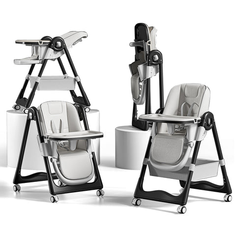 Cuteably 3-in-1 Baby High Chair | Portable & Foldable Feeding Chair with Rocking and Swivel Functions | Safe & Modern Design