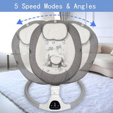 Electric Baby Swing - Touch Screen, 5 Speeds, Portable, Bluetooth, Lullabies, Timer, 5-Point Harness for Infants & Toddlers