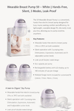 Cuteably S9 Wearable Breast Pump | White | Quiet, Hands-Free, Leak-Resistant, 3 Modes
