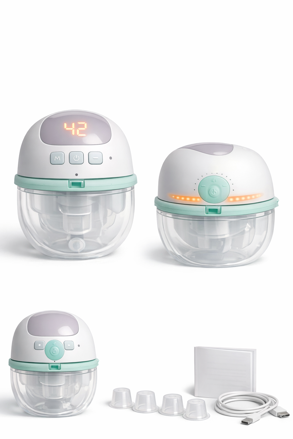Cuteably wearable breast pump with 3 pumping modes