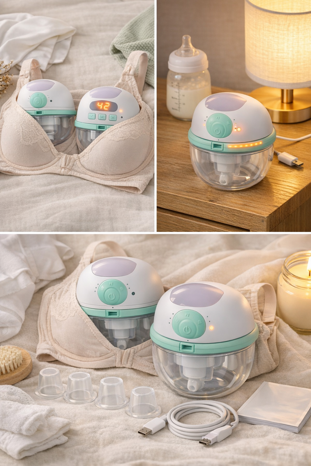 Rechargeable wearable breast pump for new mums