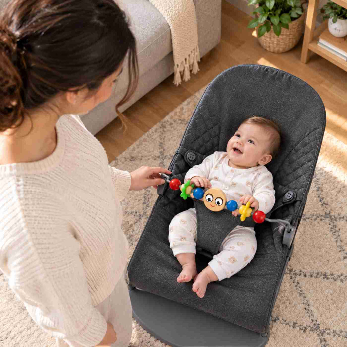 baby bouncer with detachable toy bar