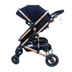 Cuteably® Baby Pram - 3 in 1 Pram Bassinet with Push Chair Set - BLACK