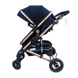 Cuteably® Baby Pram - 3 in 1 Pram Bassinet with Push Chair Set - BLACK