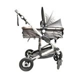 Baby Pram - 3 in 1 Pram Bassinet with Push Chair Set Grey