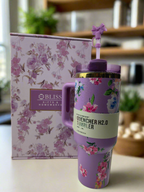 Leak resistant lid on Love Shack 40oz floral tumbler