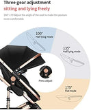 Cuteably® Baby Pram - 3 in 1 Pram Bassinet with Push Chair Set - BLACK