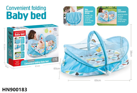 Portable Folding Baby Bed - Blue