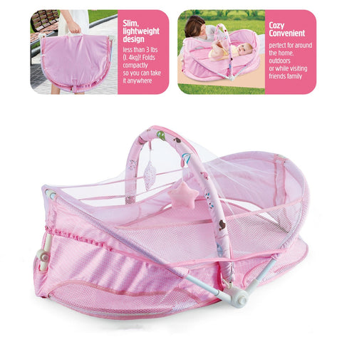 Portable Folding Baby Bed - Pink